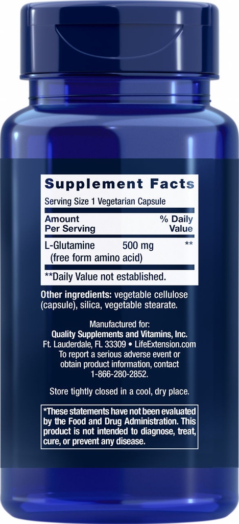 LIFE EXTENSION GLUTAMINE 500MG 100 CAPSULAS
