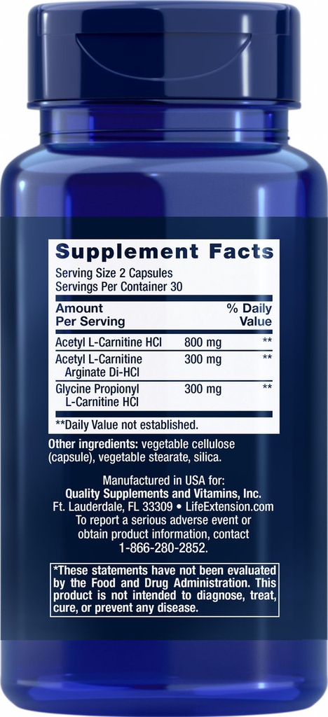 LIFE EXTENSION OPTIMIZED CARNITINE 60 CAPSULAS