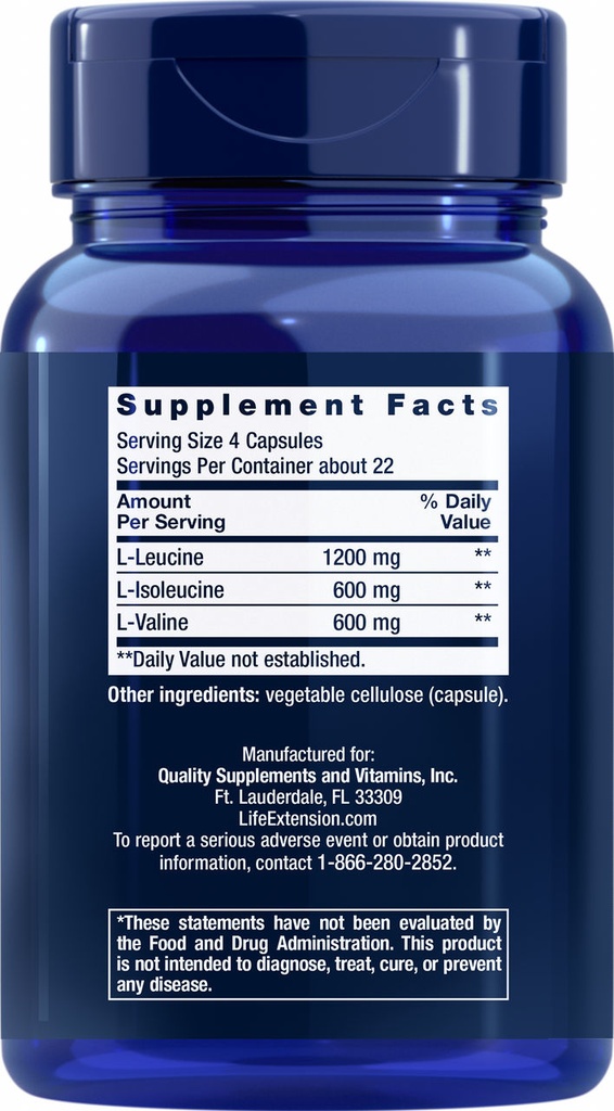 LIFE EXTENSION BRANCHES CHAIN AMINO 90 CAPSULAS