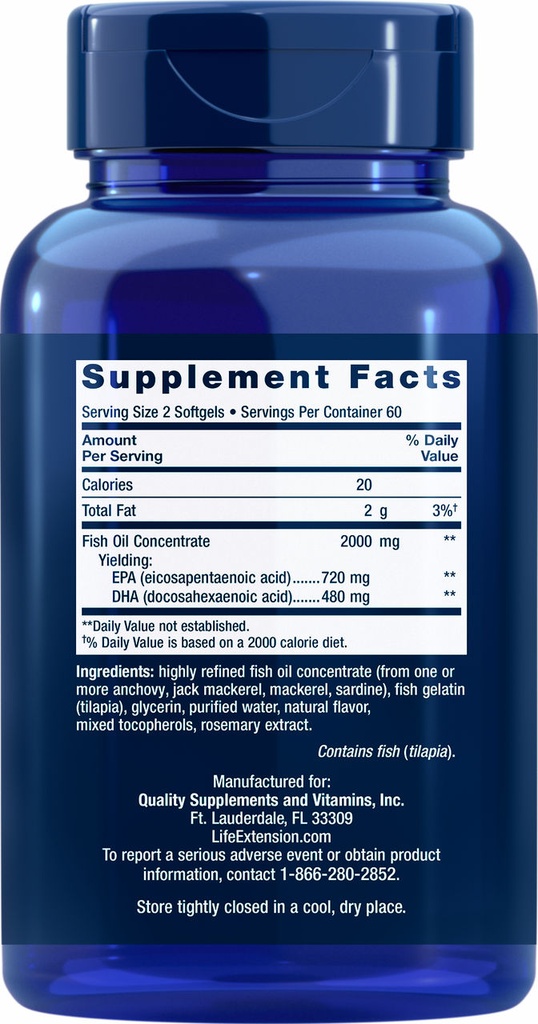 LIFE EXTENSION MEGA EPA/DHA 120 CAPSULAS
