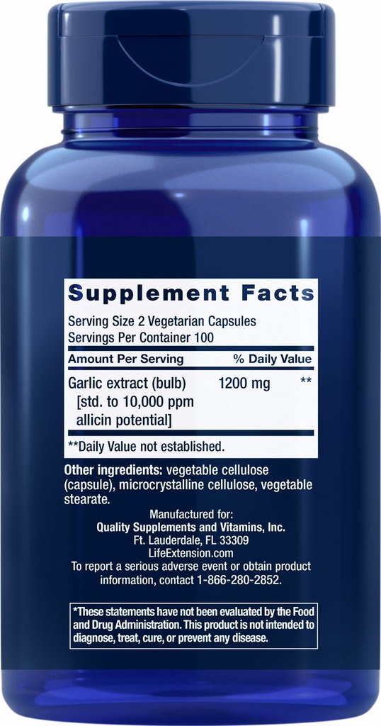 LIFE EXTENSION OPTIMIZED GARLIC 200 CAPSULAS
