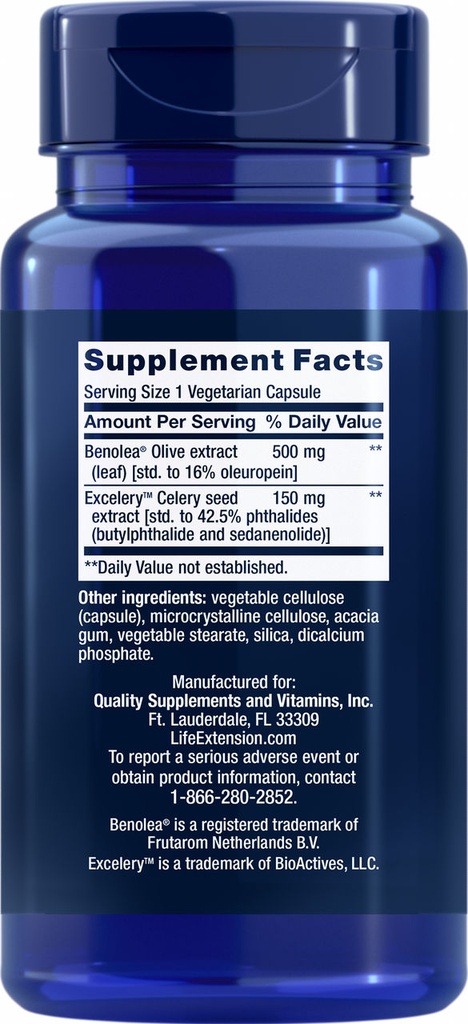 LIFE EXTENSION ADV OLIVE LEAF VASCULAR SUPP 60 CAPSULAS