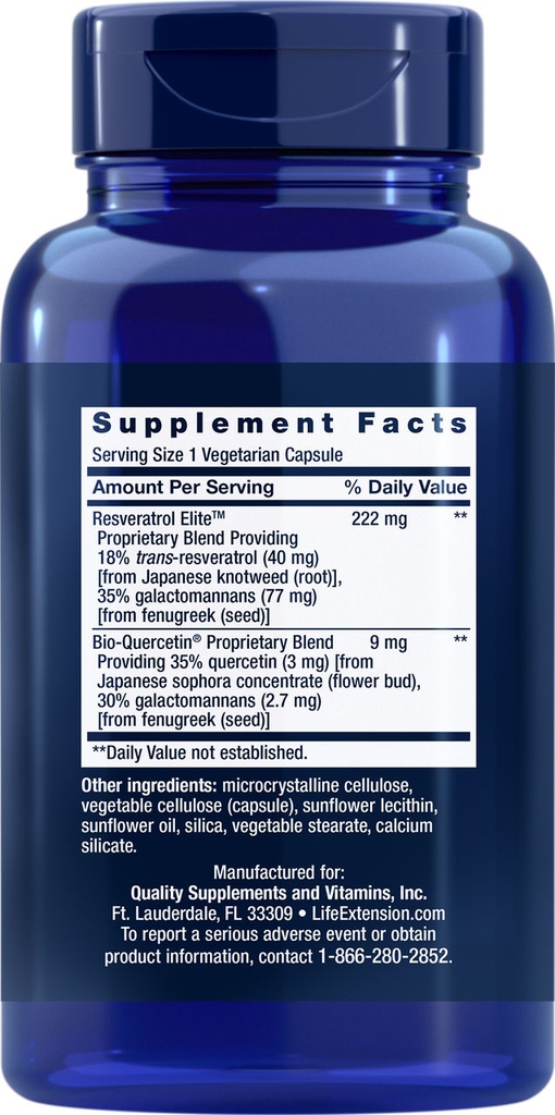 LIFE EXTENSION OPTIMIZED RESVERATROL 60 CAPSULAS