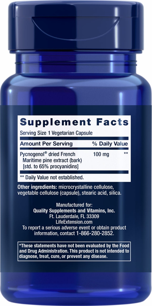 LIFE EXTENSION PYCNOGENOL PINE BARK100M 60 CAPSULAS