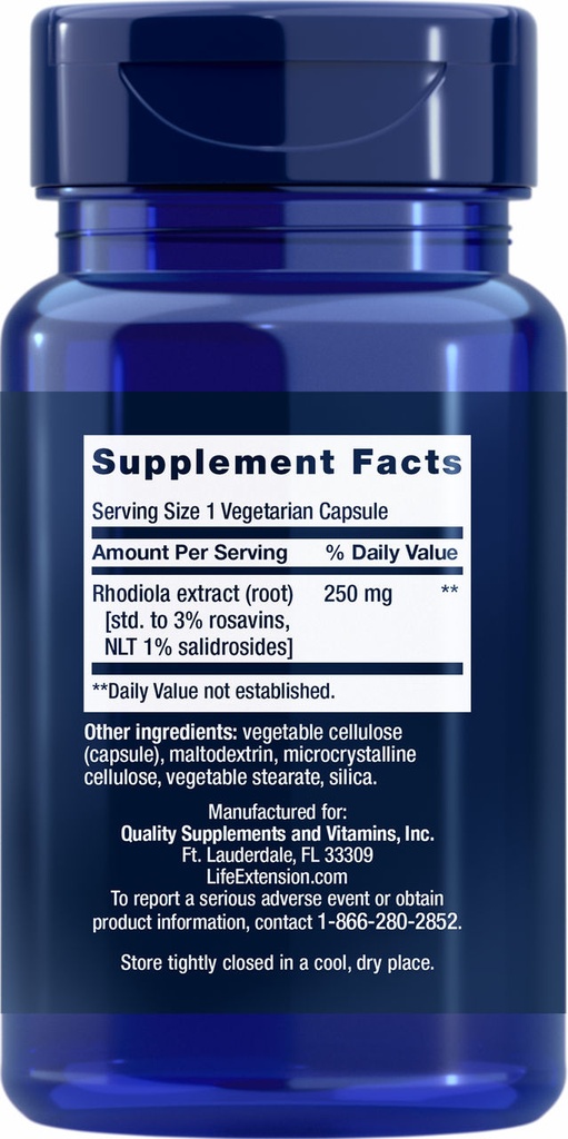 LIFE EXTENSION RHODIOLA 3% ROSAVINS 60 CAPSULAS