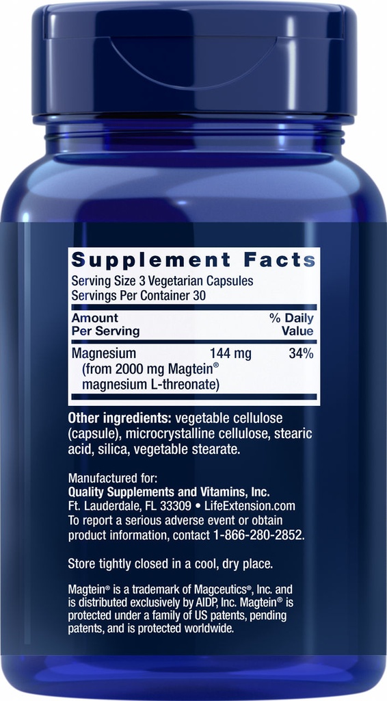 LIFE EXTENSION VIT NEUROMAGL THREONAT E 90 CAPSULAS