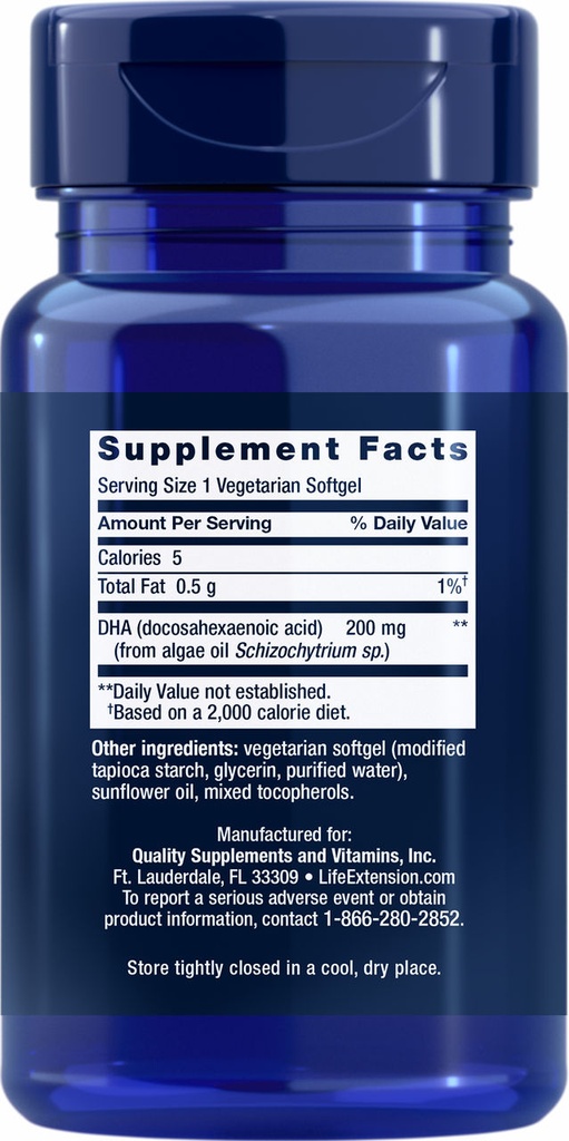 LIFE EXTENSION VEGETARIAN DHA 30 CAPSULAS