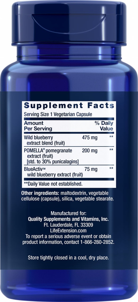 LIFE EXTENSION BLUEBERRY EXTRACT POMEGRANATE 60 CAPSULAS