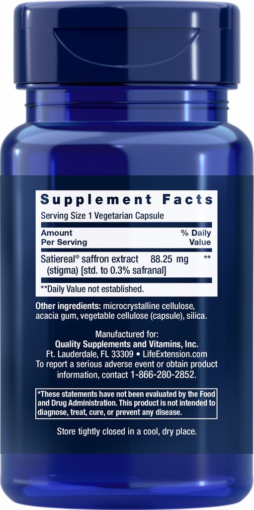 LIFE EXTENSION OPTIMIZED SAFFRON 60 CAPSULAS