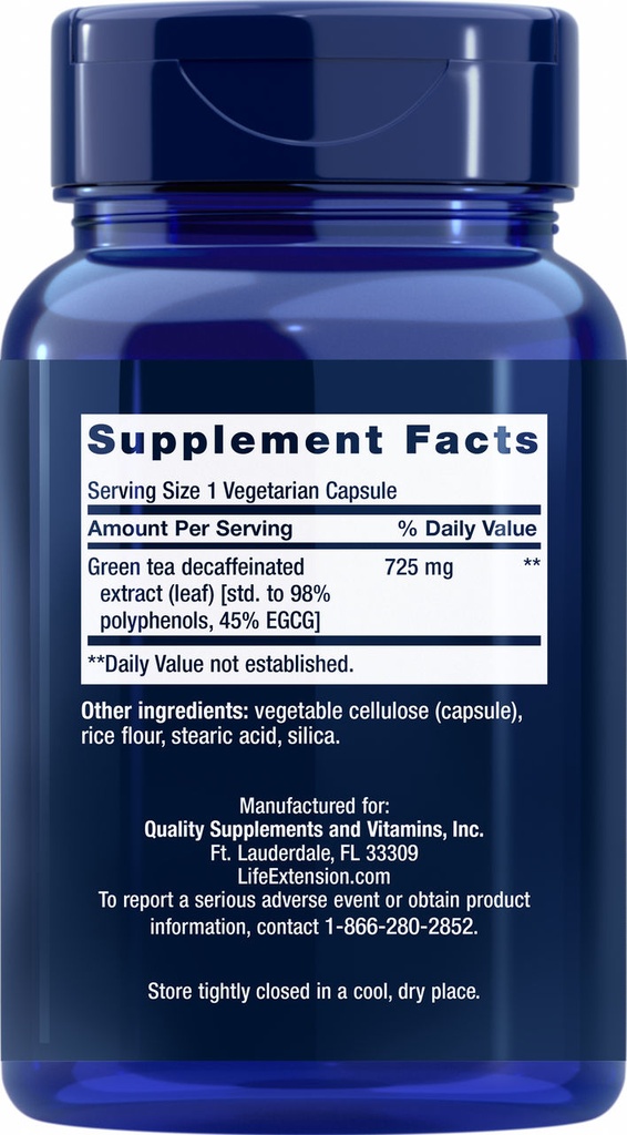LIFE EXTENSION MEGA GREEN TEA EXTRACT 100 CAPSULAS