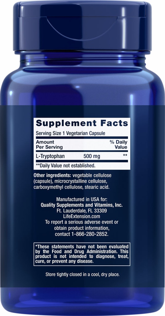 LIFE EXTENSION L-TRYPTOPHAN 90 CAPSULAS