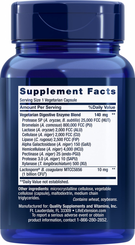 LIFE EXTENSION ENHNCD SUP-DIGEST ENZYMPROBIO 60 CAPSULAS