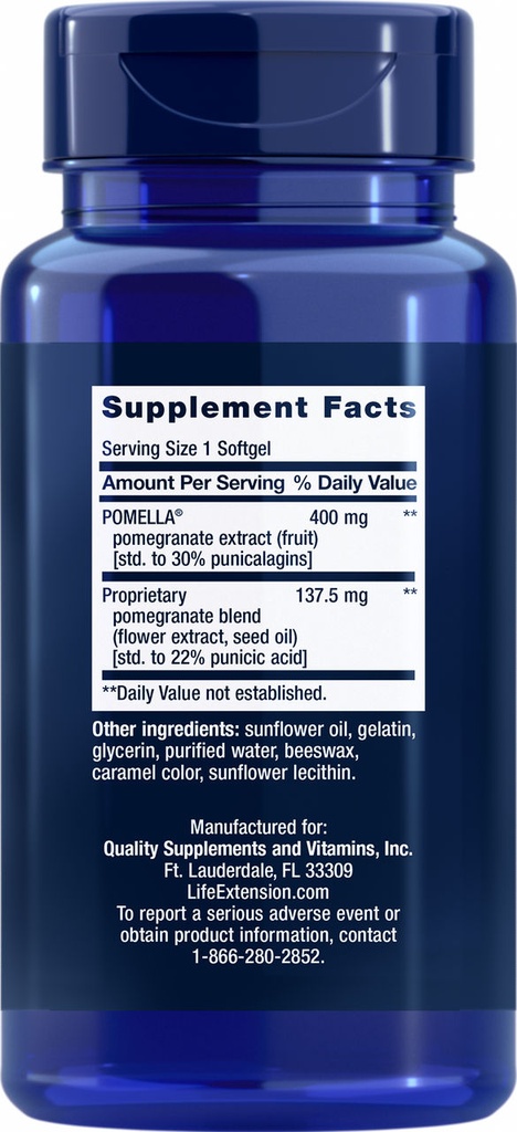 LIFE EXTENSION POMEGRANATE COMPLETE 30 CAPSULAS