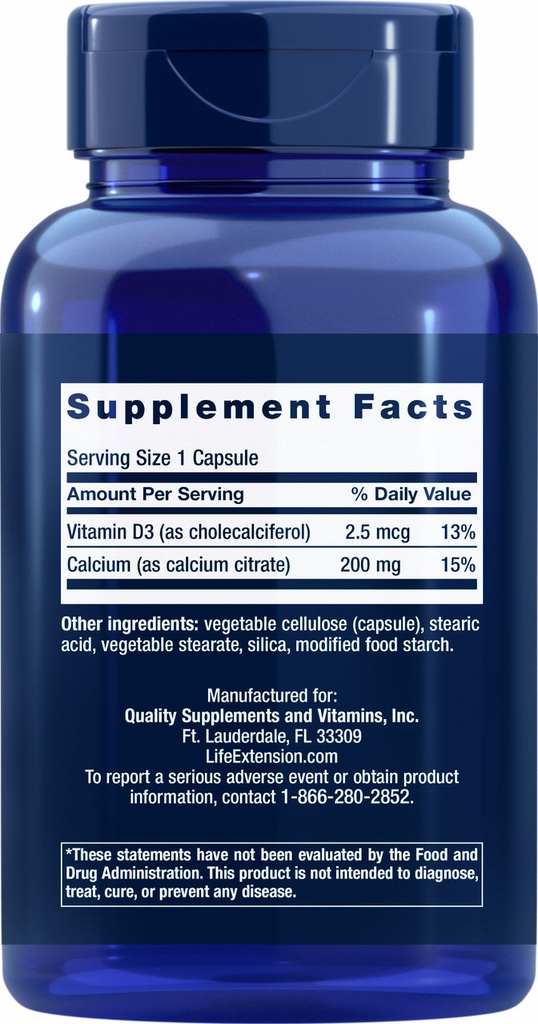 LIFE EXTENSION CALCIUM CITRATE 200 CAPSULAS
