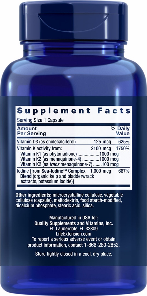 LIFE EXTENSION VITAMINS D AND SEA-IODINE™ 60 CAPSULAS