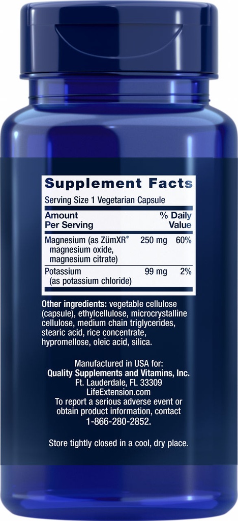 LIFE EXTENSION POTASSIUM EXTN-RELE MAGNESIUM 60 CAPSULAS