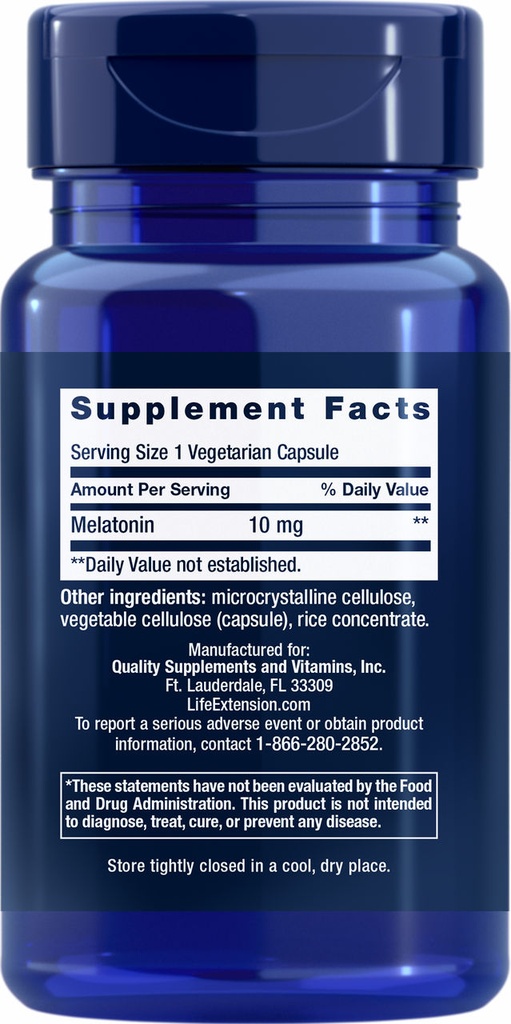LIFE EXTENSION MELATONIN 10MG 60 CAPSULAS 