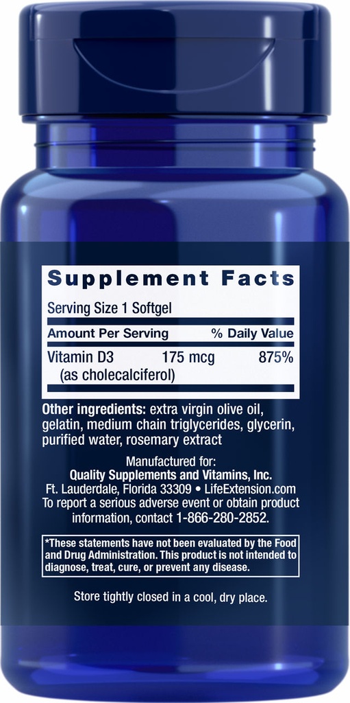 LIFE EXTENSION VITAMIN D3 60 CAPSULAS