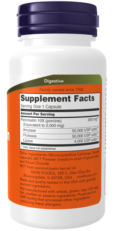 NOW PANCREATIN 2000 (200mg 10X)  100 CAPS