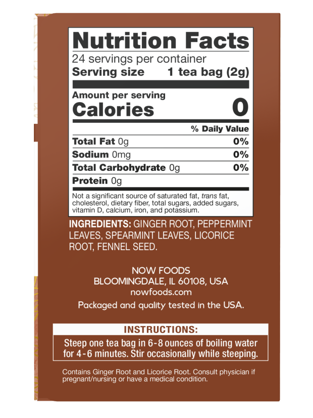 NOW GINGER MINT COMFORT TEA BAGS  24 BAGS