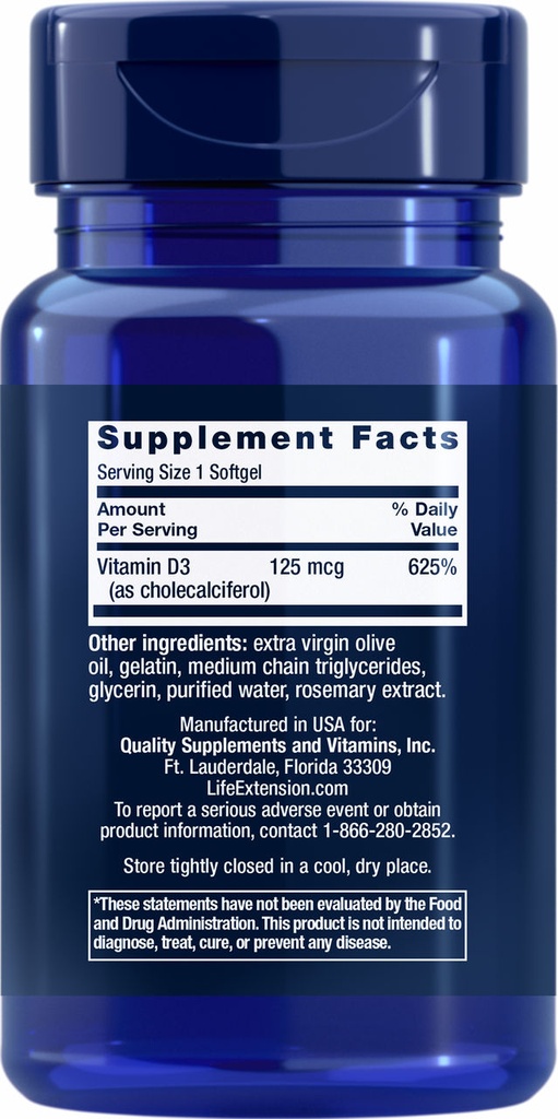 LIFE EXTENSION VITAMIN D3 5000 U 60 CAPSULAS