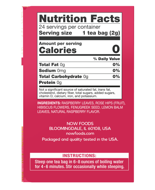 NOW WOMEN'S RIGHT RASPBERRY TEA 24 BAGS