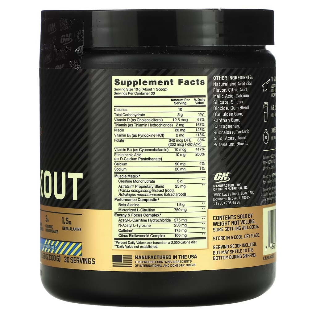 ON PT ON GS PRE-WORKOUT BLUE LEMON 300G