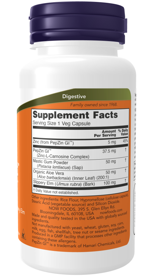 NOW GASTRO COMFORT WITH PEPZIN GI  60 VC