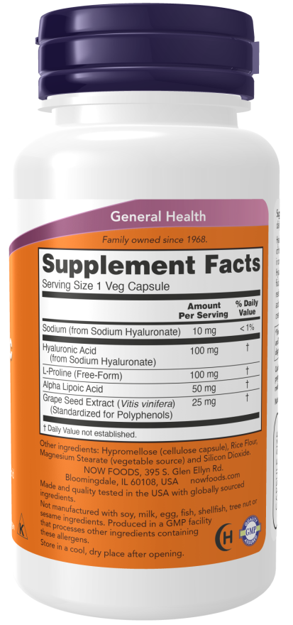 NOW HYALURONIC ACID 100MG 2X PLUS60 VCAP