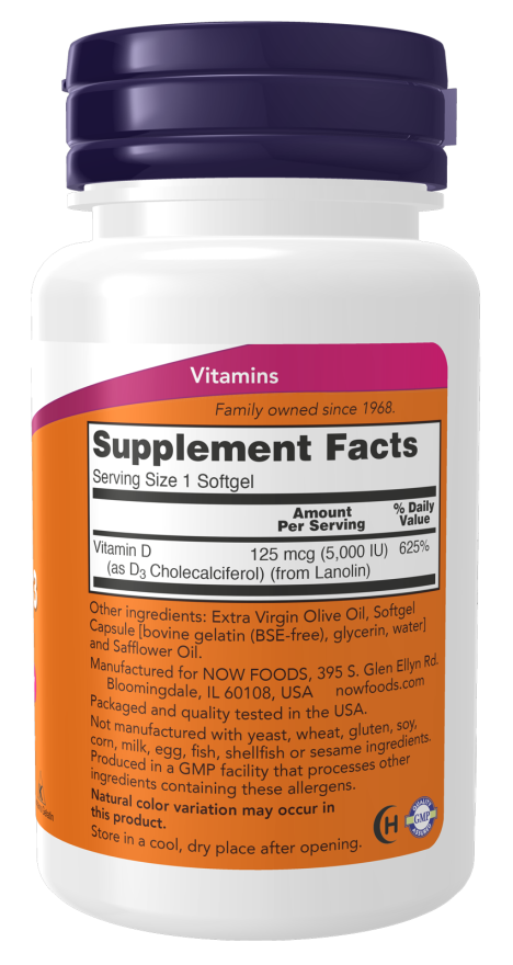 Now Vit D-3 5000Iu 120 Sgels