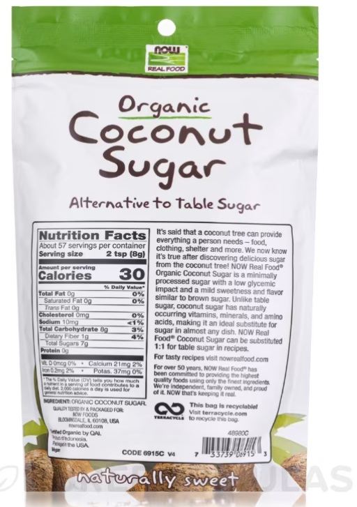 Now Coconut Sugar Organic 16 Oz