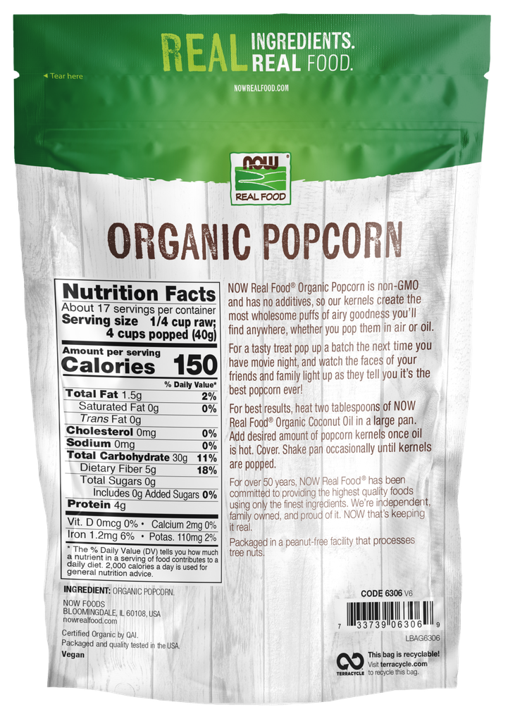 Now Popcorn Organic 24 Oz