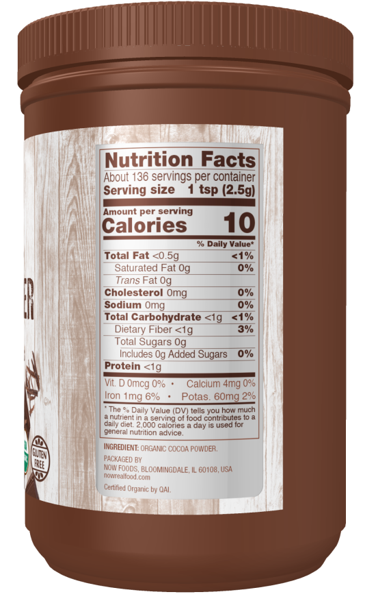 Now Cocoa Powder Pure Organic 12 Oz
