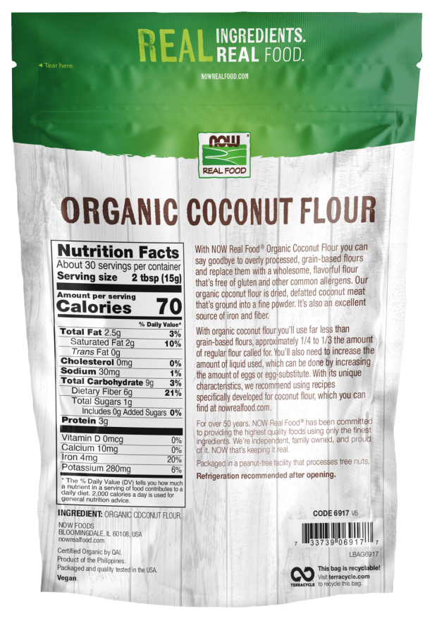 Now Coconut Flour Organic 16 Oz