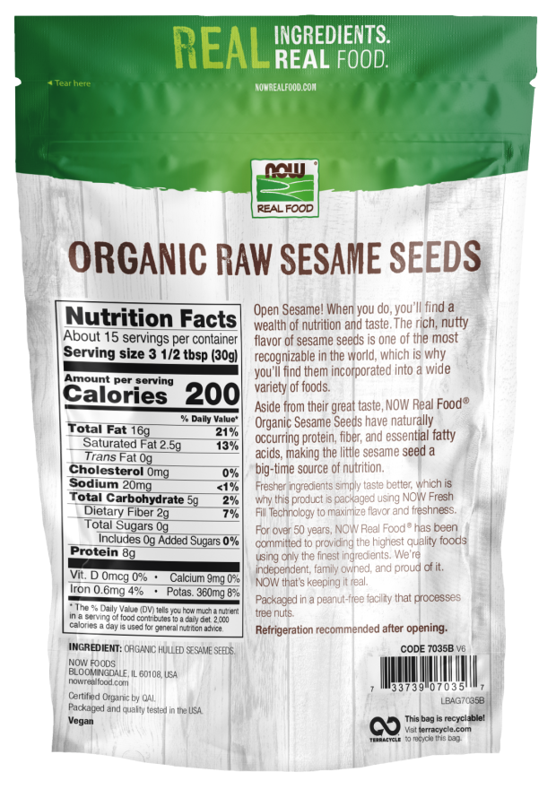 Now Sesame Seeds Hulled Org 1 Lb