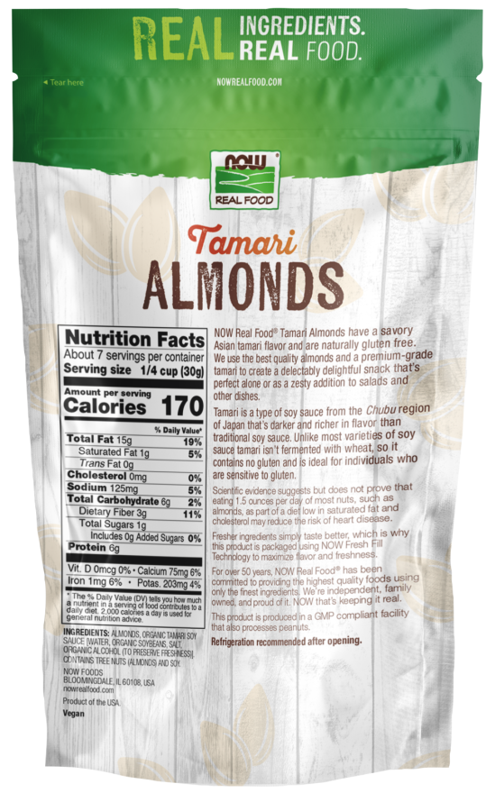 Now Tamari Almonds  7 Oz