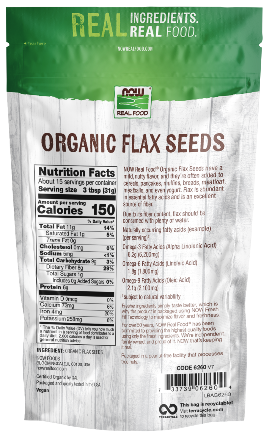 Now Flax Seeds  Organic 1 Lb