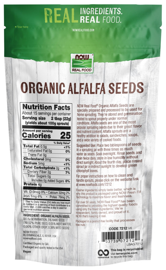 Now Alfalfa Seeds Sprout Org 12 Oz