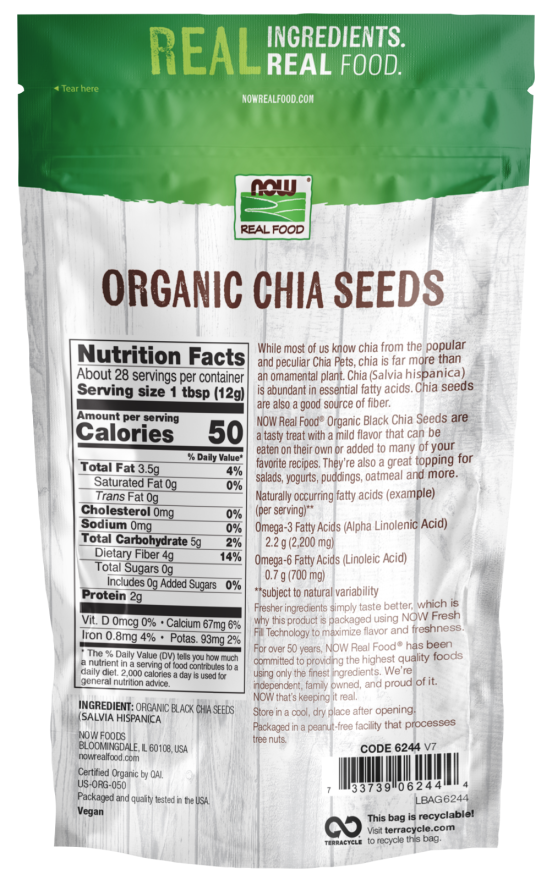 Now White Chia Seeds Org  1 Lb
