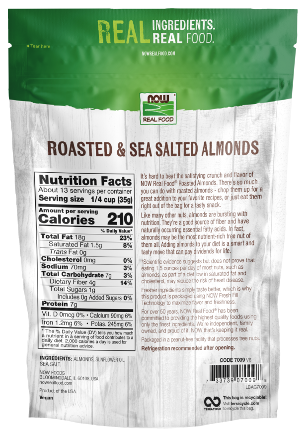 Now Almonds Rstd/Salted  1 Lb