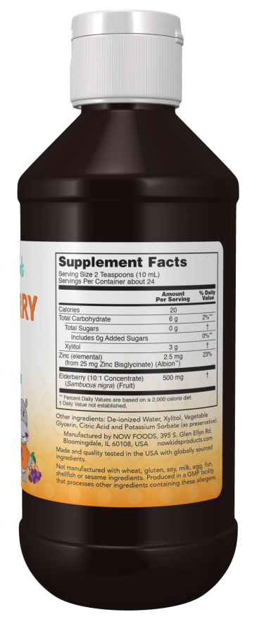 Now Elderberry Liquid For Kids  8 Fl Oz