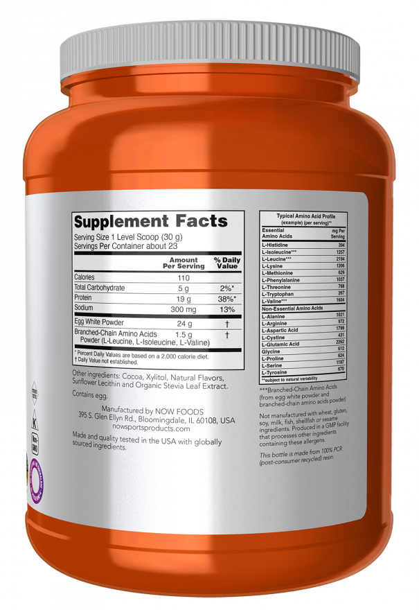 Now Eggwhite Protein Chocolate  1.5 Lbs
