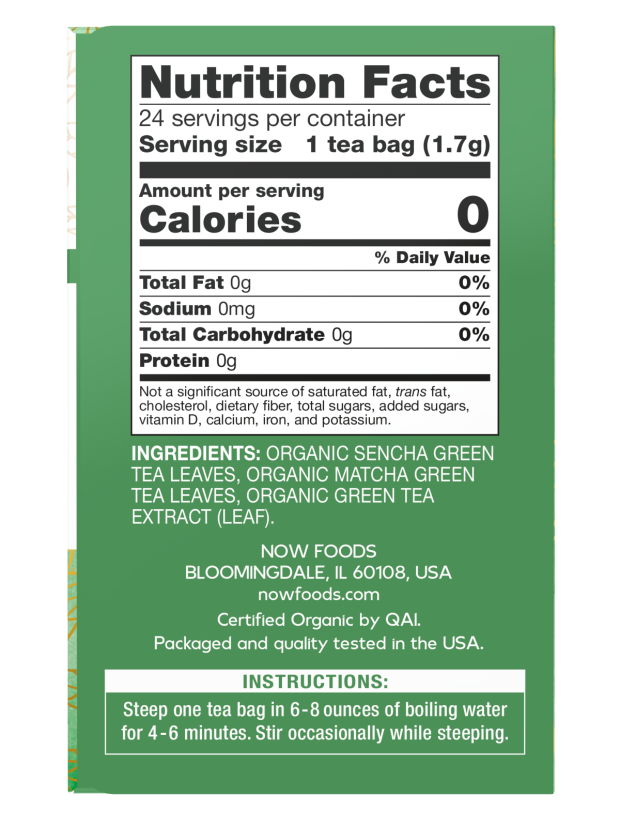 Now Green Kick Tea Bags  24 Bags